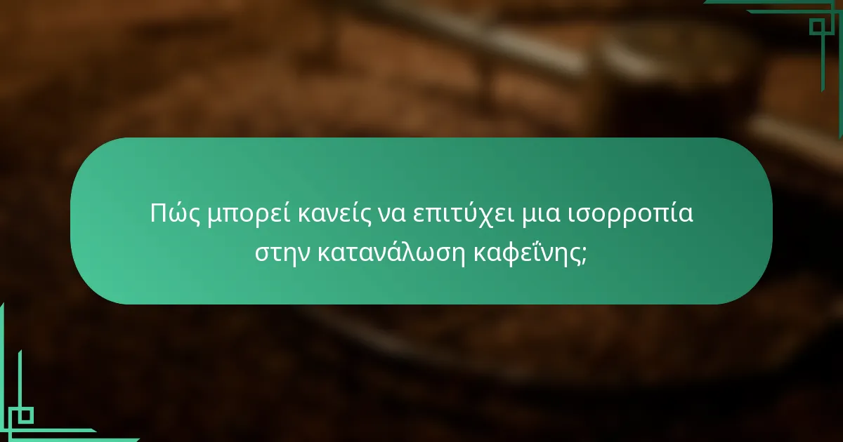 Πώς μπορεί κανείς να επιτύχει μια ισορροπία στην κατανάλωση καφεΐνης;